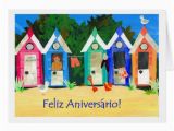 Portuguese Birthday Cards Birthday Beach Huts Card Portuguese Greeting Zazzle
