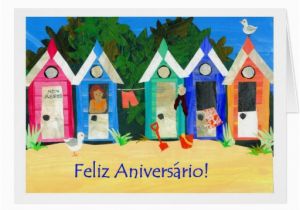 Portuguese Birthday Cards Birthday Beach Huts Card Portuguese Greeting Zazzle