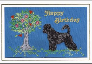 Portuguese Birthday Cards Portuguese Water Dog Birthday Card Embroidered by Dogmania