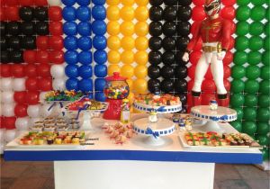 Power Ranger Birthday Decorations Candy Table at A Power Rangers themed Kids Birthday Party