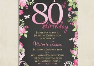 Pre Printed Birthday Invitations Cottage Chic Pink Chalkboard 80th Birthday Invitation Any