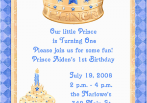 Prince 1st Birthday Invitations Blue Prince 1st Birthday Party Invitations