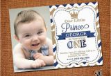 Prince 1st Birthday Invitations Little Prince Birthday Invitation with Picture by