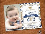 Prince 1st Birthday Invitations Little Prince Birthday Invitation with Picture by