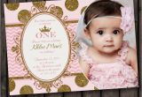 Princess 1st Birthday Invitation Wording First Birthday Pink and Gold Invitation Princess Invitation