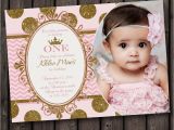 Princess 1st Birthday Invitation Wording First Birthday Pink and Gold Invitation Princess Invitation