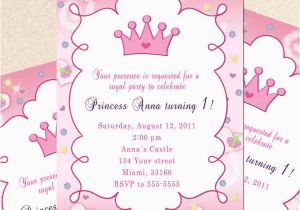 Princess 1st Birthday Invitation Wording Princess Birthday Invitation Card butterfly Custom Girl
