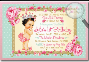 Princess 1st Birthday Invitation Wording Vintage Princess Baby 1st Birthday Invitations Di 693