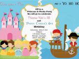 Princess and Pirate Birthday Party Invitations Pirate and Princess Birthday Invitation Digital File