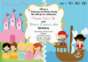 Princess and Pirate Birthday Party Invitations Pirate and Princess Birthday Invitation Digital File