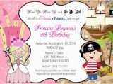 Princess and Pirate Birthday Party Invitations Pirate and Princess Birthday Party by Printabledigidesigns