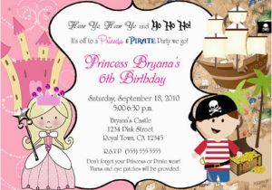 Princess and Pirate Birthday Party Invitations Pirate and Princess Birthday Party by Printabledigidesigns