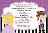 Princess and Pirate Birthday Party Invitations Pirate and Princess Party Invitations Template Best