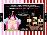 Princess and Pirate Birthday Party Invitations Pirate and Princess Party Invitations Template Home
