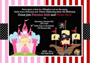 Princess and Pirate Birthday Party Invitations Pirate and Princess Party Invitations Template Home