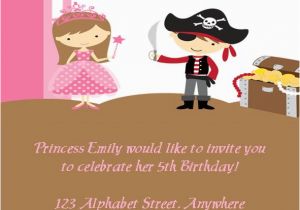 Princess and Pirate Birthday Party Invitations Pirate Princess Party Invitation Free