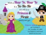 Princess and Pirate Birthday Party Invitations Princess and Pirate Birthday Party Printable Invitation