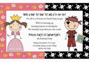 Princess and Pirate Birthday Party Invitations Princess Pirate Party Invitations