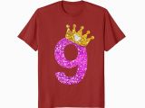 Princess Crown for Birthday Girl 9th Birthday Girl Shirt Princess Crown Pink Prm Paramatee