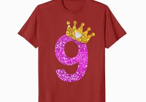 Princess Crown for Birthday Girl 9th Birthday Girl Shirt Princess Crown Pink Prm Paramatee