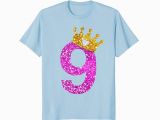 Princess Crown for Birthday Girl 9th Birthday Girl Shirt Princess Crown Pink Prm Paramatee