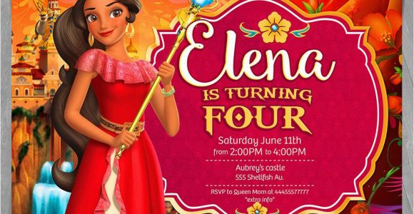 Princess Elena Birthday Invitations Elena Of Avalor Invitation Disney Princess Elena Invite