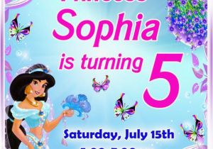 Princess Jasmine Birthday Party Invitations Princess Jasmine Birthday Invitation Jasmine Birthday