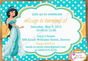 Princess Jasmine Birthday Party Invitations Princess Jasmine Invitation for Birthday Party Aladdin