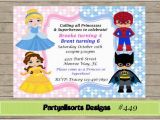 Princess Superhero Birthday Party Invitations Diy Princess and Superhero Party Invitations