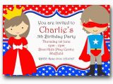 Princess Superhero Birthday Party Invitations Personalised Birthday Party Invitations Princess and