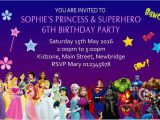 Princess Superhero Birthday Party Invitations Personalised Princess Superhero Invitations