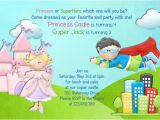 Princess Superhero Birthday Party Invitations Princess and Superhero Birthday Invitation Castle Invite