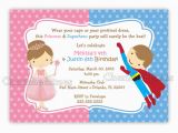 Princess Superhero Birthday Party Invitations Princess and Superhero Birthday Invitation Digital File