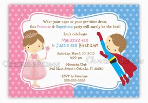Princess Superhero Birthday Party Invitations Princess and Superhero Birthday Invitation Digital File