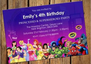 Princess Superhero Birthday Party Invitations Princess Superhero Party Invitations by Qualityinvitations