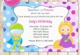 Princess Superhero Birthday Party Invitations Superhero and Princess Invitation Super Heroes Printable