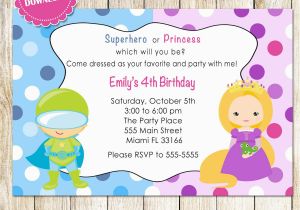 Princess Superhero Birthday Party Invitations Superhero and Princess Invitation Super Heroes Printable