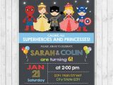 Princess Superhero Birthday Party Invitations Superhero and Princess Invitation Superheroes and Princesses