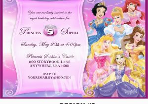 Princess themed Birthday Invitation Cards Disney Princess Birthday Invitation Card Maker Free Baby