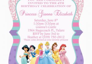 Princess themed Birthday Invitation Cards Disney Princesses Birthday Invitations Disney Princess
