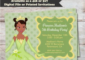 Princess Tiana Birthday Invitations Princess Tiana Birthday Party Invitations Princess and Frog