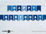 Print A Happy Birthday Banner Free Blue Happy Birthday Printable Banner Blue tones Bunting