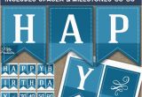 Print at Home Happy Birthday Banner Happy Birthday Banner Printable Blue Birthday Banner