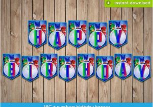 Print at Home Happy Birthday Banner Pj Masks Banner Printable Happy Birthday Party Banner