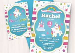 Print Birthday Invitations at Home Free Printable Unicorn Birthday Invitations Free Thank You