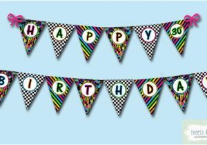 Print Your Own Happy Birthday Banner Neon 80 39 S Party Happy Birthday Banner 30th by