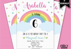 Print Yourself Birthday Invitations Rainbow Birthday Invitation Girls Birthday Printable