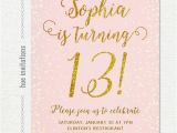 Printable 13th Birthday Invitations 13th Birthday Invitation for Girl Pink Gold Teen Birthday