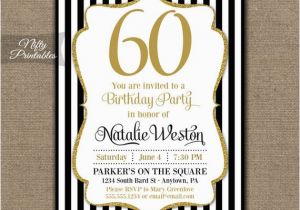 Printable 60th Birthday Invitations 60th Birthday Invitations Black Gold Glitter 60 Bday