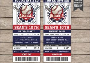 Printable Baseball Ticket Birthday Invitations Baseball Birthday Invitation Baseball Ticket Invitation